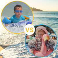 Het verschil tussen opblaasbare zwembandjes en de HappySwimmer Puddle Jumper