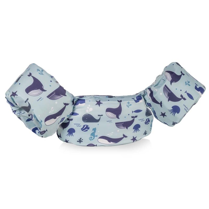 HappySwimmer - Puddle jumper zwembandjes/zwemvest voor peuters en kleuters met Walvis print