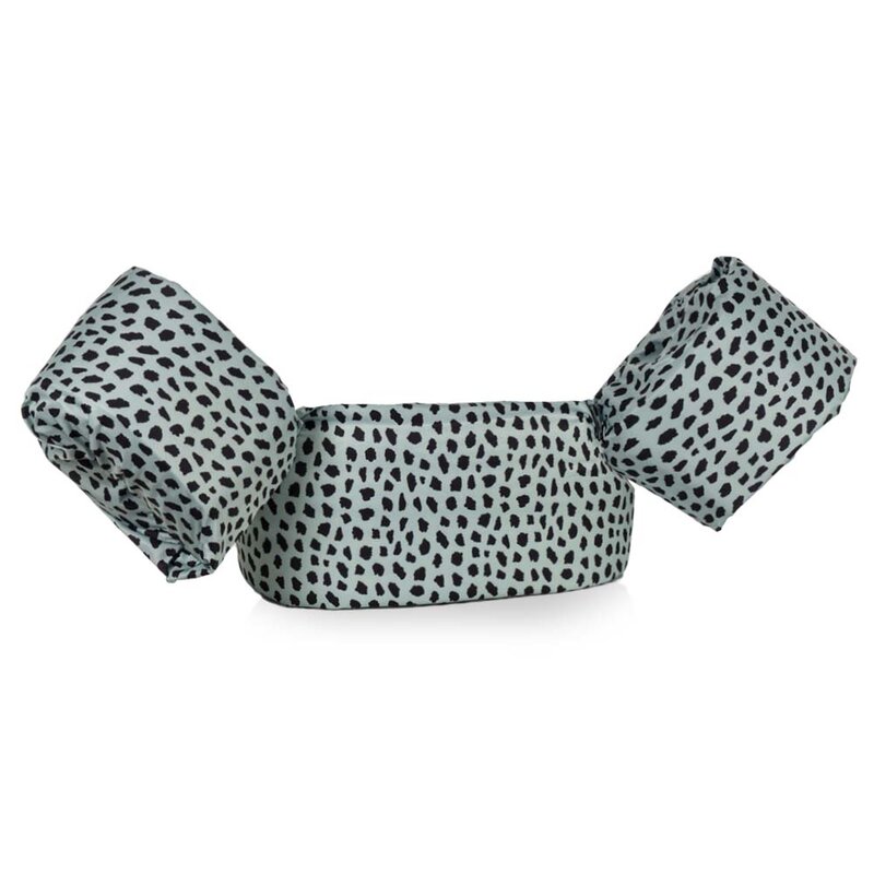 HappySwimmer - Puddle jumper zwembandjes/zwemvest voor peuters en kleuters mint/groen met Cheetah print
